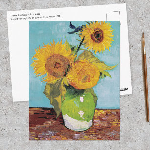 Cartão Postal Vincent Van Gogh - Três Girassóis num Vaso