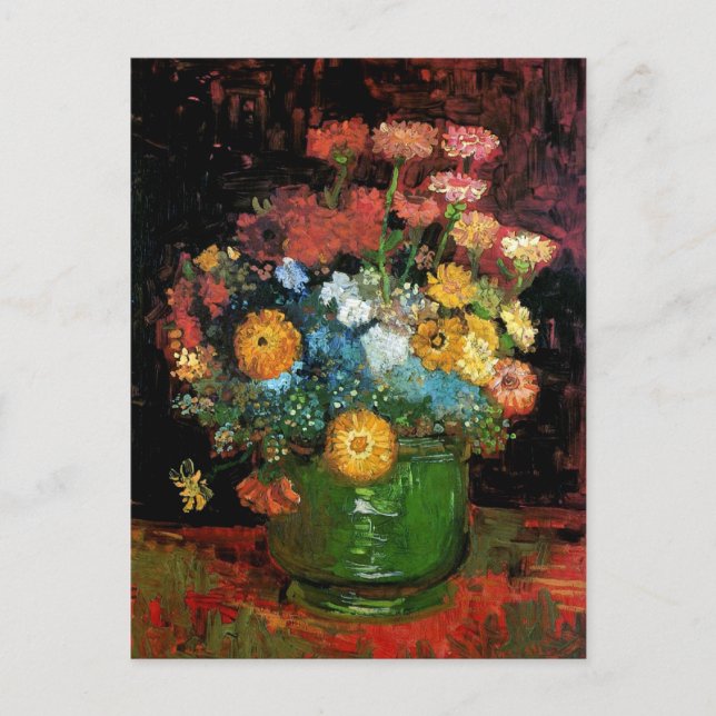 Cartão Postal Vincent Van Gogh - Vase Com Zinnias De Belas Artes (Frente)