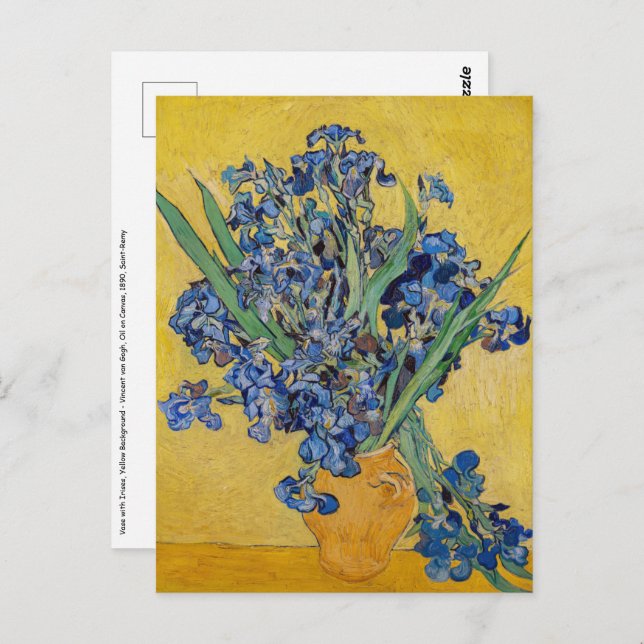 Cartão Postal Vincent van Gogh - Vaso com Íris (Frente/Verso)
