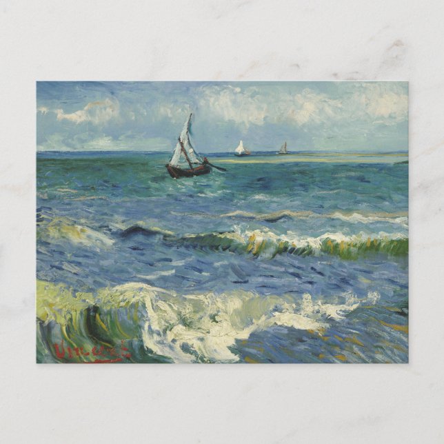 Cartão Postal Vincent van Gogh - Vista marinha perto de Les Sain (Frente)