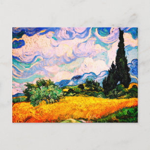Cartão Postal Vincent Van Gogh Wheat Field com Cyprestes