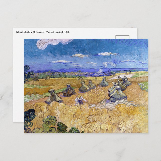 Cartão Postal Vincent van Gogh - Wheat Stacks with Reapers (Frente/Verso)