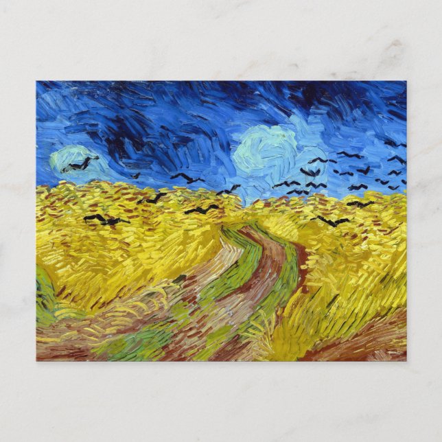 Cartão Postal Vincent van Gogh Wheatfield com Crows (Frente)