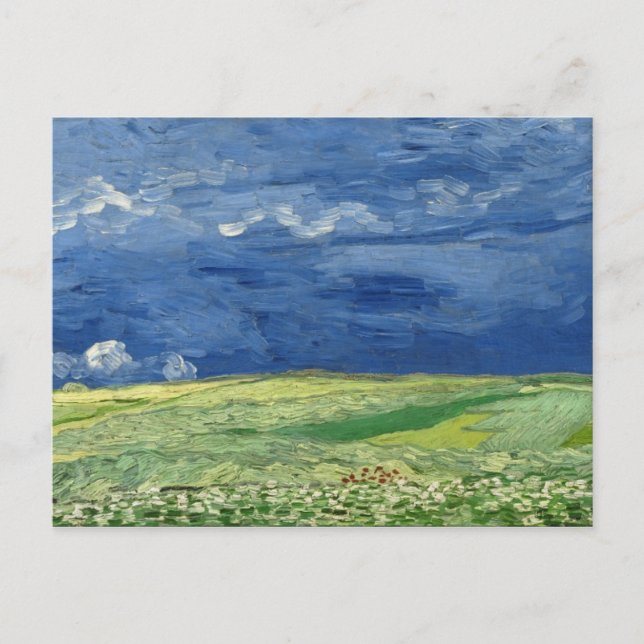 Cartão Postal Vincent van Gogh - Wheatfield sob as nuvens (Frente)