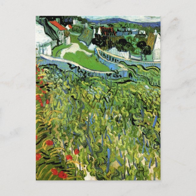 Cartão Postal Vinhas com Vista de Auvers por Vincent van Gogh (Frente)