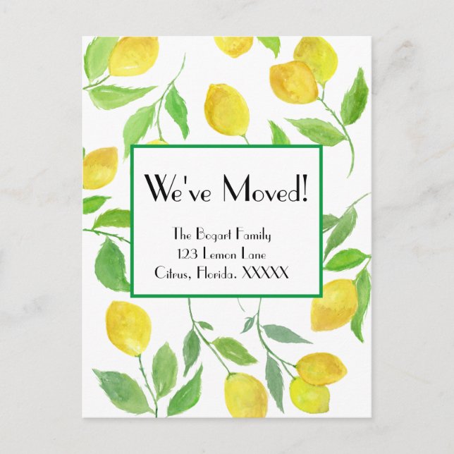 Cartão Postal Vinhas de Limão de Aquarela Que Movimentamos (Frente)