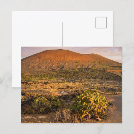 Cartão Postal Vinhedo Vulcânico e Caldeira de Lanzarote ao Pôr d