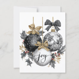 Cartão Postal Vinheta de Natal Elegante Preto e Branco