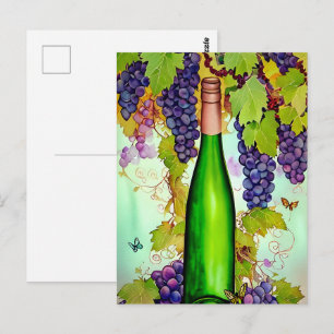 Cartão Postal Vinho de Aquarela