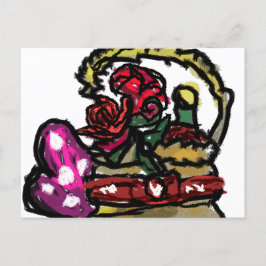 Cartão Postal Vinho e namorados rosa