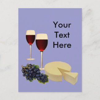 Cartão Postal Vinho e Queijo