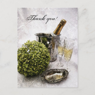 Cartão Postal Vinho espumante e balas de cristal - obrigado-te!