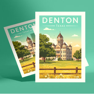 Cartão Postal Vintae Denton Texas