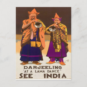 Cartão Postal Vintage1934 Consulte India Darjeeling Lama Dance V