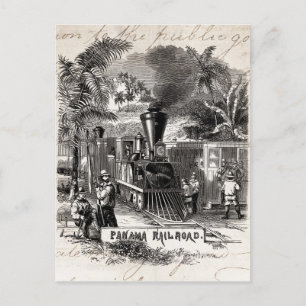 Cartão Postal Vintage, 1800s, Canal do Panamá, Modelo do comboio
