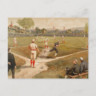 Cartão Postal Vintage 1800s Jogo Baseball