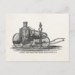 Cartão Postal Vintage, 1800s, Motor Antiqueto de Fogo a Vapor