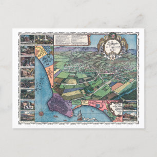 Cartão Postal Vintage 1871 Mapa de Los Angeles