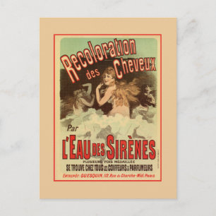 Cartão Postal Vintage 1890s Sereia Coloração do cabelo francês