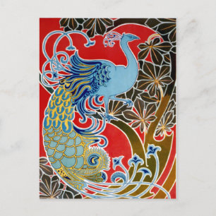 Cartão Postal Vintage 1898 Art Nouveau Peacock de Gisbert Combaz
