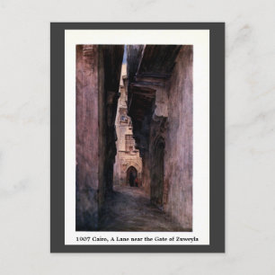 Cartão Postal Vintage 1900 Cairo Egito A Lane Perto de Zuweyla