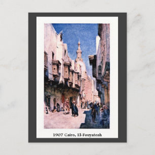 Cartão Postal Vintage 1900 Cairo Egito Rua El-Fouyateah