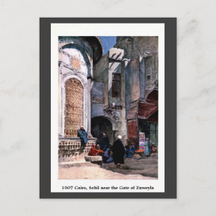 Cartão Postal Vintage 1900 Cairo Egito Sebil próximo a Zuweyla