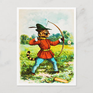 Cartão Postal Vintage 1904 Louis Wain Robin Hood Arqueologia