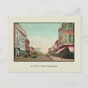 Cartão Postal Vintage 1905 J Street, Sacramento, Cal.
