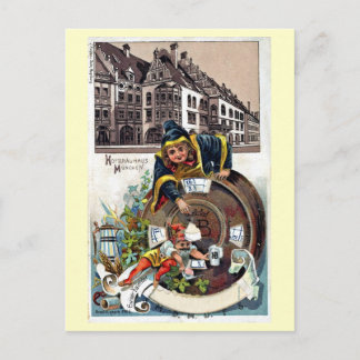 Cartão Postal Vintage 1905 lito Munique Hofbrauhaus
