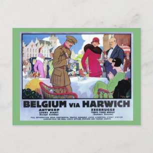Cartão Postal Vintage 1920 art deco Belgium viagem ad