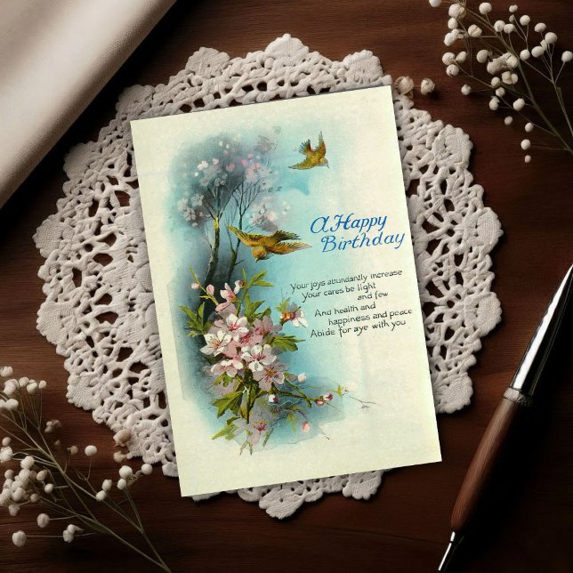 Cartão Postal Vintage 1920 Birthday Blossom Art  (Criador carregado)