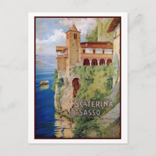 Cartão Postal Vintage 1920 italiano convento do lago Maggiore