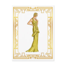 Vintage 1930 Fashion Dourado Hollywood Gown Art