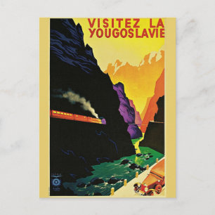 Cartão Postal Vintage 1930s Visite Iugoslávia Tourist Viagem Art