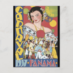 Cartão Postal Vintage 1937, Mulher Carnaval do Panamá