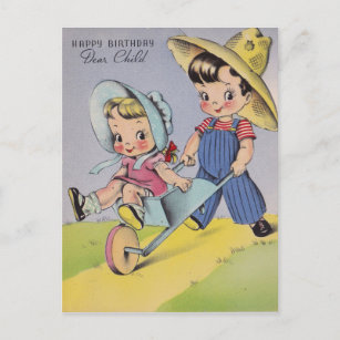 Cartão Postal Vintage 1940 Feliz Aniversário Caro Filho