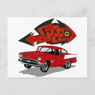Cartão Postal Vintage 1957 Chevy com Grafitti Text Speed