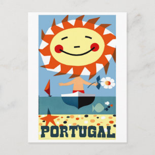 Cartão Postal Vintage 1959 Portugal Poster de viagens da praia