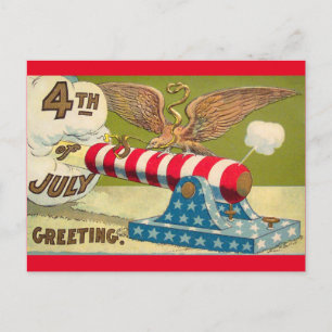 Cartão Postal Vintage 4 de julho Saudações
