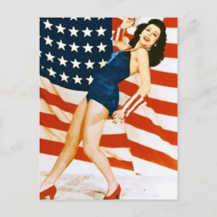 Cartão Postal Vintage 4 th of Julho Pinup