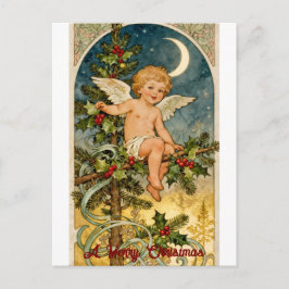 Cartão Postal Vintage A Merry Christmas Cute Baby Angel Postcard