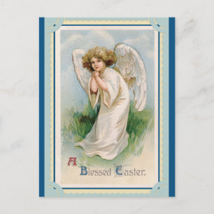 Cartão Postal Vintage Abençoada Páscoa Saudações Angel