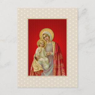 Cartão Postal Vintage abençoada Virgem Maria com Jesus