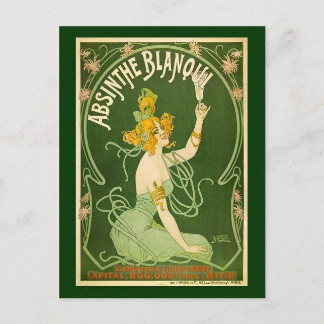 Cartão Postal Vintage Absinthe Blanqui Advertisement (Frente)