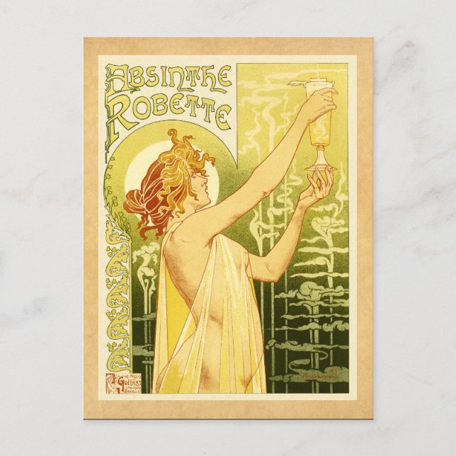 Cartão Postal Vintage Absinthe Poster Art (Frente)