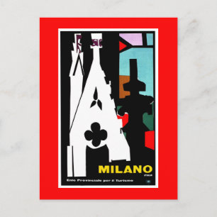 Cartão Postal Vintage abstrato Poster de viagens Italiano Milan