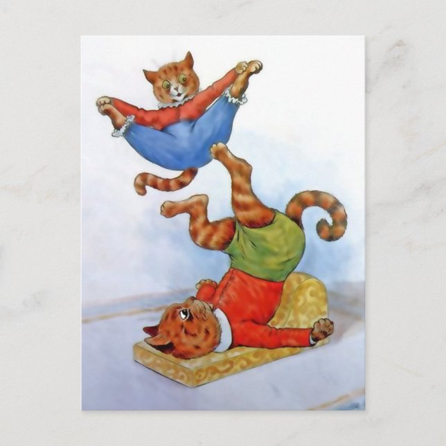Cartão postal Vintage Acrobat Cats (Frente)