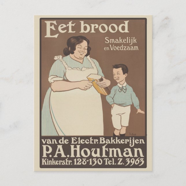 Cartão Postal Vintage Advertisement Dutch Bread (Frente)