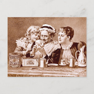 Cartão Postal Vintage Advertisement label para Café e Chá